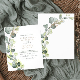 Flyer Convites de Casamento com Folhagens de Eucalipto E