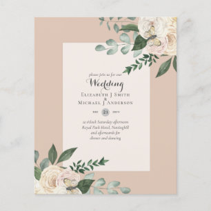 Flyer Convites de Casamento com Rosas Brancas de ORÇAMEN