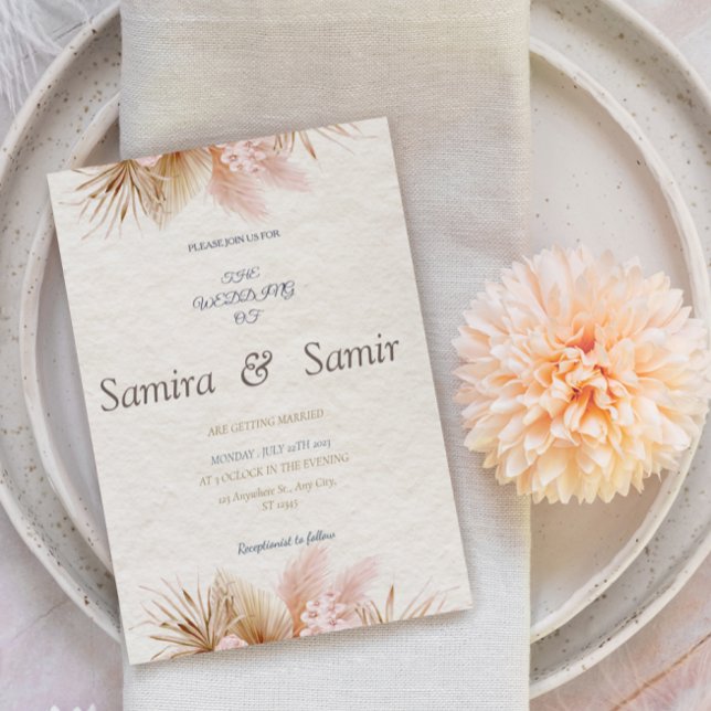 Flyer Convites de casamento Cream Floral Russo (Criador carregado)