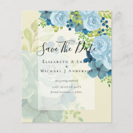 FLYER CONVITES DE CASAMENTO DE FLORES AZUIS DUSTY - ORÇA