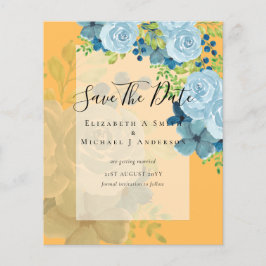 FLYER CONVITES DE CASAMENTO DE FLORES AZUIS DUSTY - ORÇA