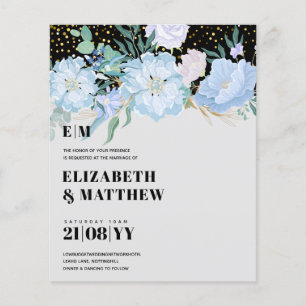 Flyer Convites de Casamento de Orçamento Baixo Flores Az