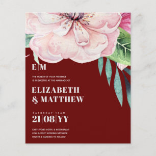 Flyer Convites de Casamento de Orçamento Baixo Flores Co