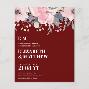 Flyer Convites de Casamento de Orçamento Baixo Flores Co