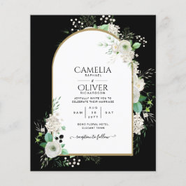 Flyer Convites de casamento de Rosas Brancas de Menos OR