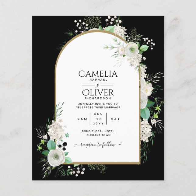 Flyer Convites de casamento de Rosas Brancas de Menos OR (Frente)