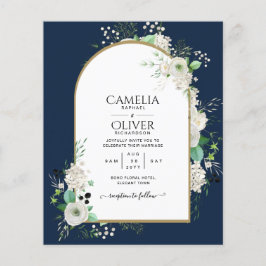 Flyer Convites de casamento de Rosas Brancas de Menos OR