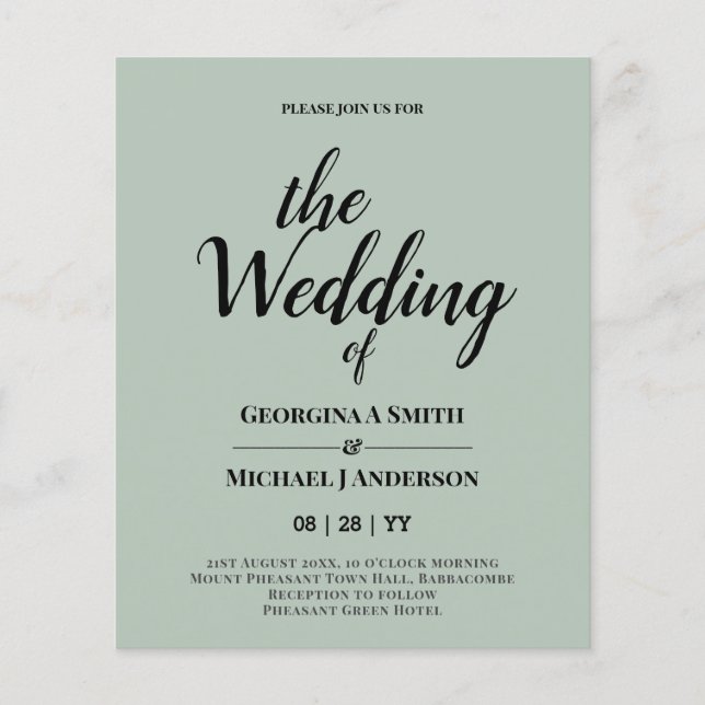 Flyer Convites de Casamento de TYPOGRAPHY de NEGÓCIOS Mi (Frente)