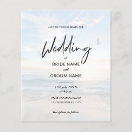 Flyer Convites de Casamento Elegantes com Foto da Praia