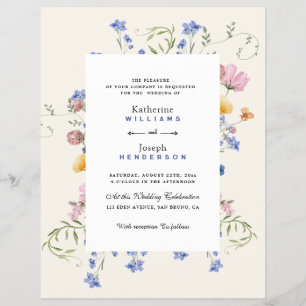 Flyer Convites de casamento Elegantes Wldflowers Meadow