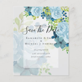 FLYER CONVITES DE CASAMENTO FLORES AZUIS DESBOTADAS - OR