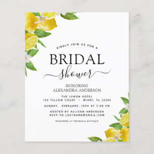 Flyer Convites de Chá de Noiva Limão Cítrico Econômicos
