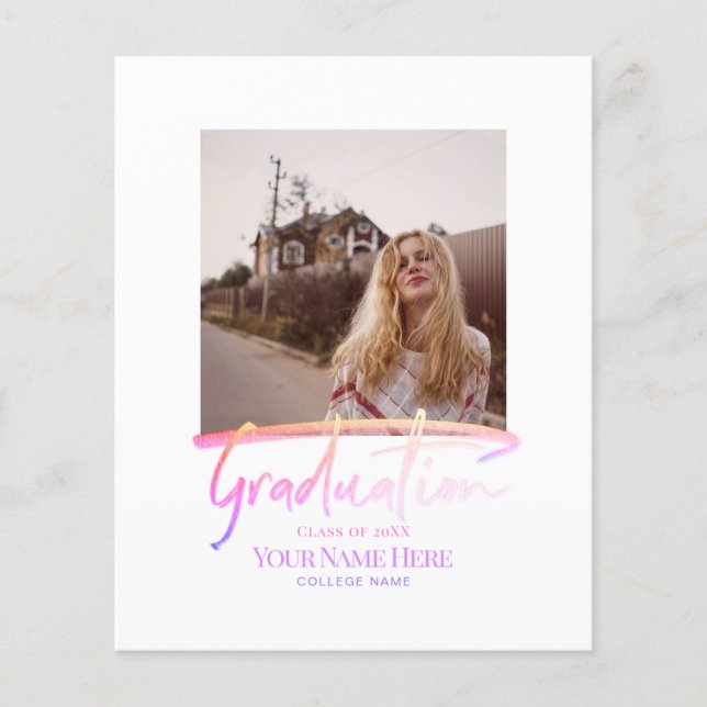 Flyer Convites de Foto para Graduação Elegante Moderna d (Frente)