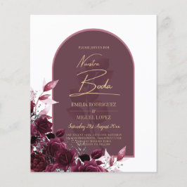 Flyer CONVITES DE NOIVADO Rosas Vermelho Vinho