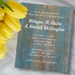 Flyer Convites Orçamentários De Casamento De Madeira Azu<br><div class="desc">Convites para casamento de orçamento com design de madeira rústica. Modelos simples de texto branco têm uma redação casual de convite. As linhas principais são: "Vamos nos casar. Por favor, faça parte da celebração" e, em seguida, os primeiros nomes são impressos em letras negrito. Todo o texto do convite é...</div>