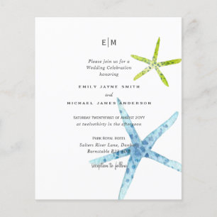 Flyer Convites para Casamento de Limão Azul Budget Beach
