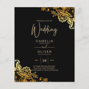 Flyer Convites para Casamento Dourado de Locais Pretos