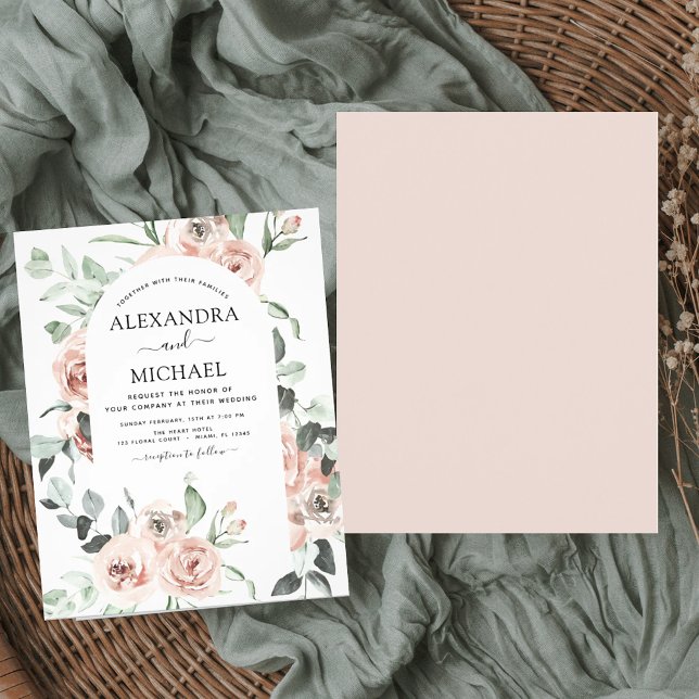 Flyer Convites para Casamento Verde Rosa-Cinza com Durez (Criador carregado)