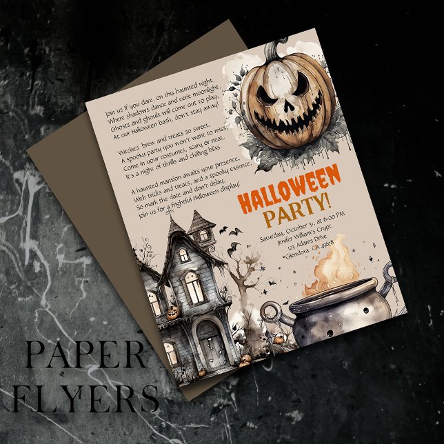 Flyer Convocação do Poema de Halloween de Jack O Lantern (Inexpensive and ideal Halloween invitations, perfect for inviting guests to your party.)