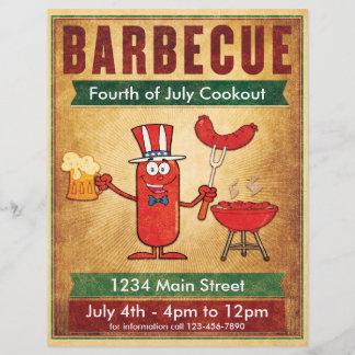 Flyer Cookout do Barbecue em 4 de julho