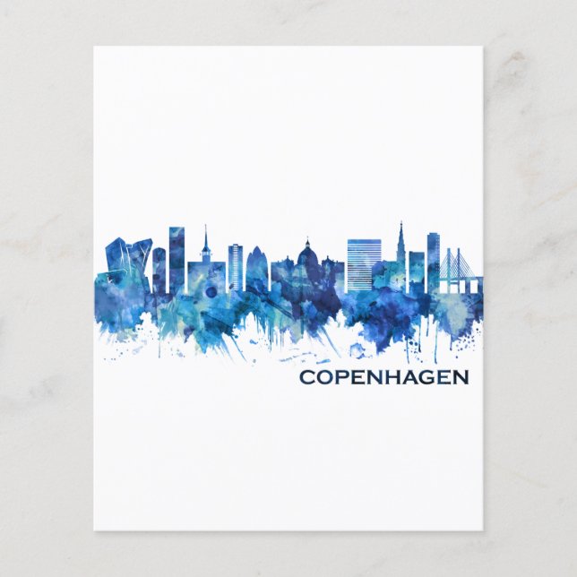 Flyer Copenhague Dinamarca Paisagem Azul (Frente)