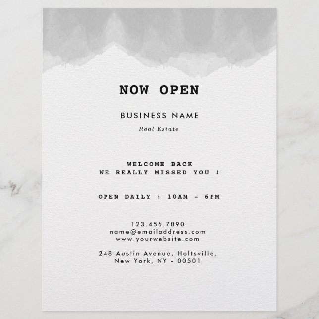 Flyer Cor de água branca e preto profissional (Frente)