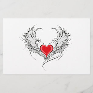 Flyer Coração Anjo Vermelho com asas