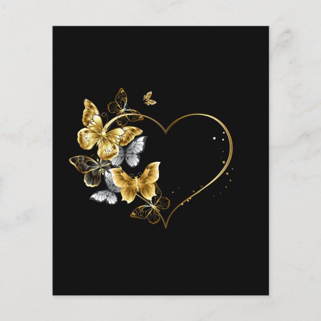 Flyer Coração com Borboletas Ouros (Frente)