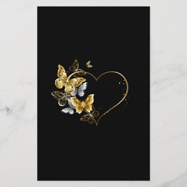 Flyer Coração com Borboletas Ouros (Frente)