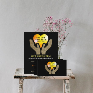 Flyer Coração em Mãos, Evento Silencioso de Leilão d