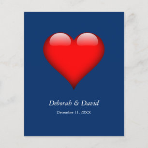Flyer Coração Vermelho Azul Casamento Minimalista Modern