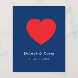 Flyer Coração Vermelho Azul Casamento Minimalista Modern