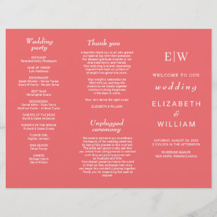 Flyer Coral Simples Sunset Elegante com Casamento Monogr