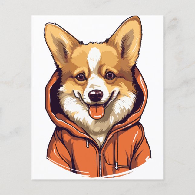 Flyer Corgi Engraçado Vestindo Moletom (Frente)