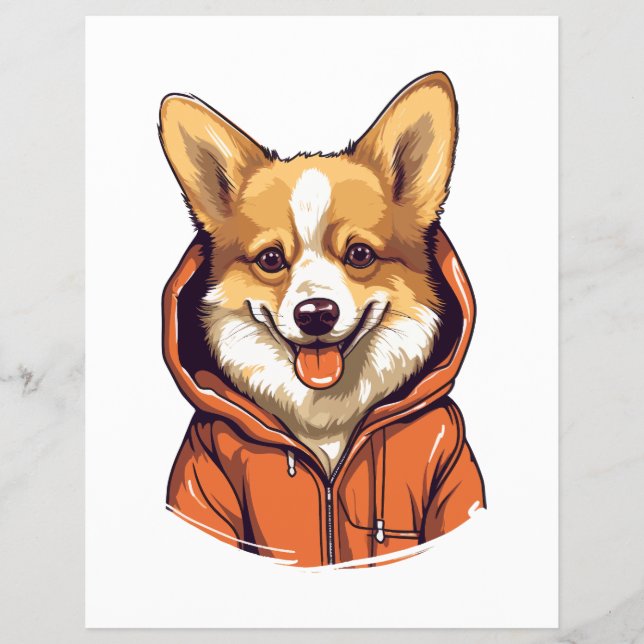 Flyer Corgi Engraçado Vestindo Moletom (Frente)
