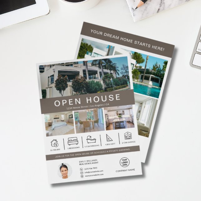 Flyer Corretor de Imóveis Casa Aberta (Open House Real Estate Realtor Flyer)