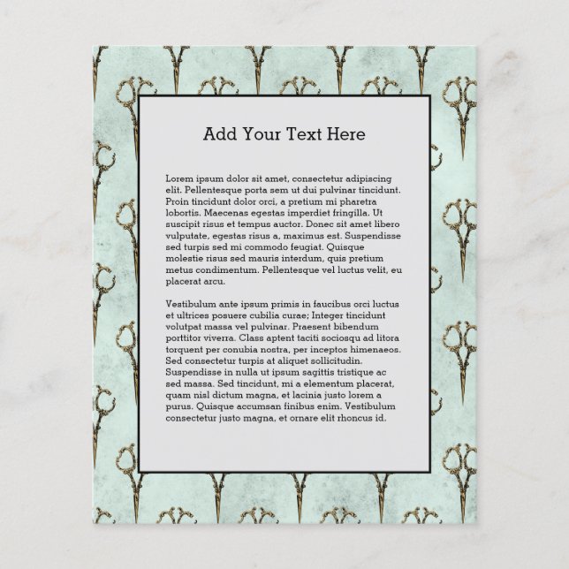 Flyer Corte de cabeleireiro com tesoura de Ouro antiga (Frente)