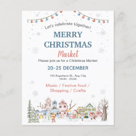 Flyer Cóta Aquarela Feriado de inverno Mercado de Natal
