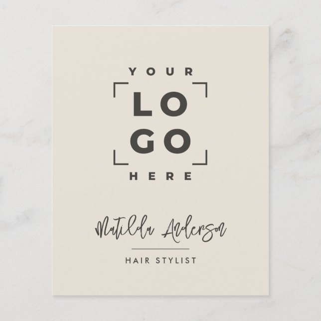 Flyer Cream preto elegante, código QR de preço feminino  (Verso)