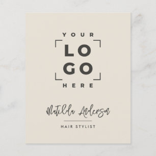 Flyer Cream preto elegante, código QR de preço feminino 