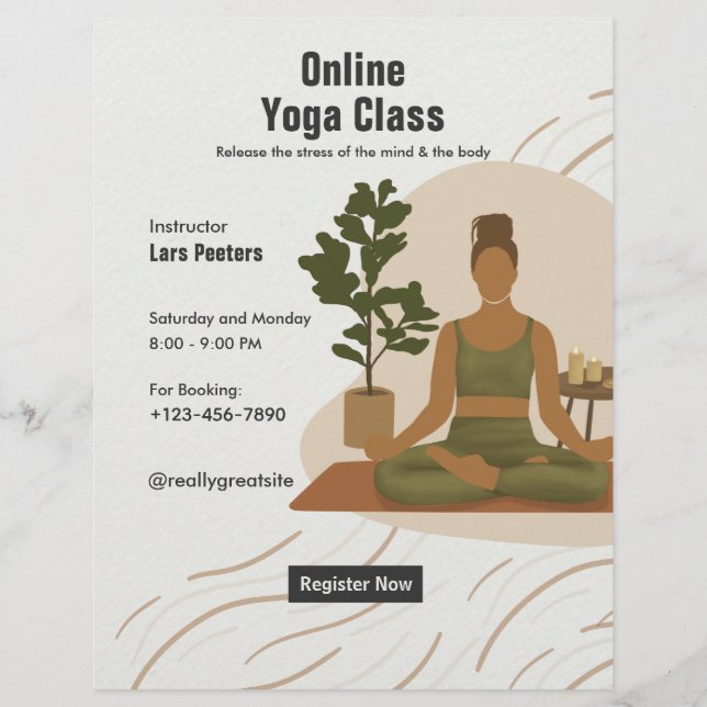 Flyer Crie suas próprias classes online de ioga personal (Frente)
