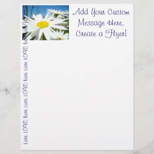 Flyer Crie um folheto! Flores Brancas Personalizadas de