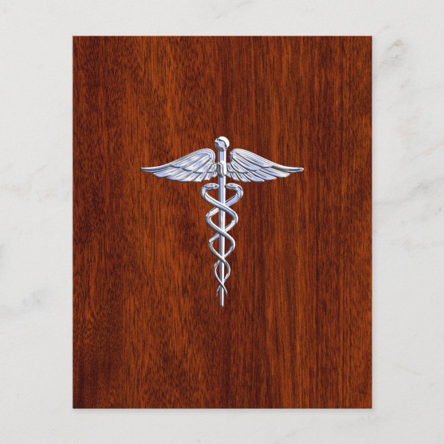 Flyer Cromo Como Caduceus Símbolo Médico Estilo Mahogany (Frente)