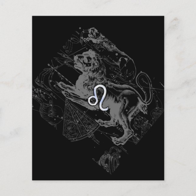 Flyer Cromo Como Leo Zodiac Constelação Mapa Hevelius (Frente)