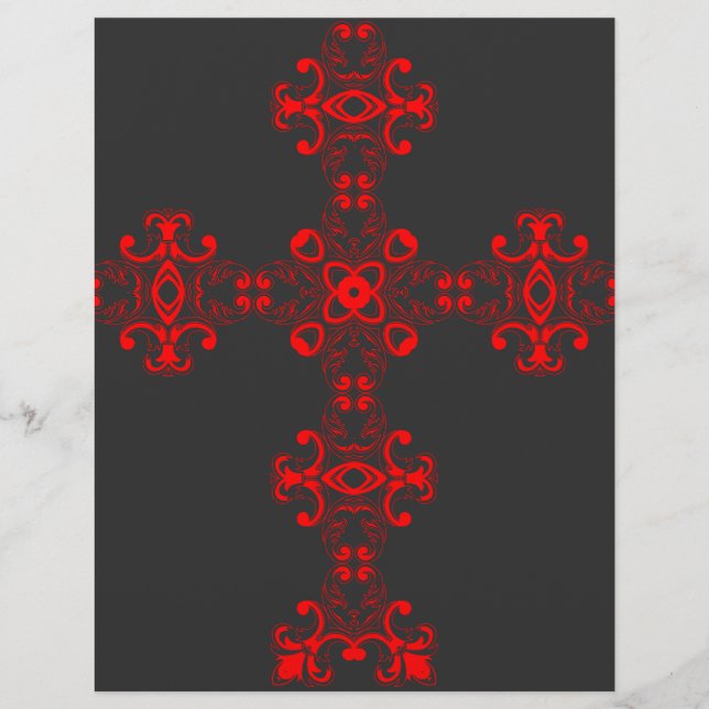Flyer Cruz Com Ornamento Vermelho Arte Decorativa Sagrad (Frente)