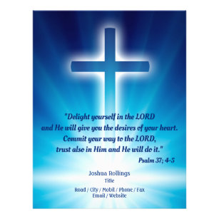 Flyer Cruz Cristã sobre fundo azul brilhante