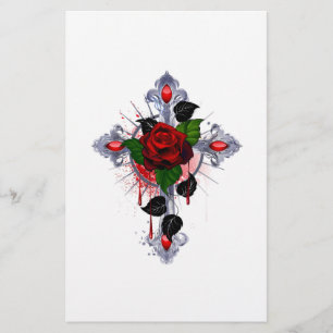 Flyer Cruz de Prata com Rosa vermelha