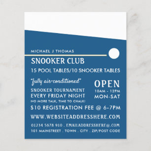 Flyer Cue Ball, Clube de Piscinas, Publicidade do Snooke