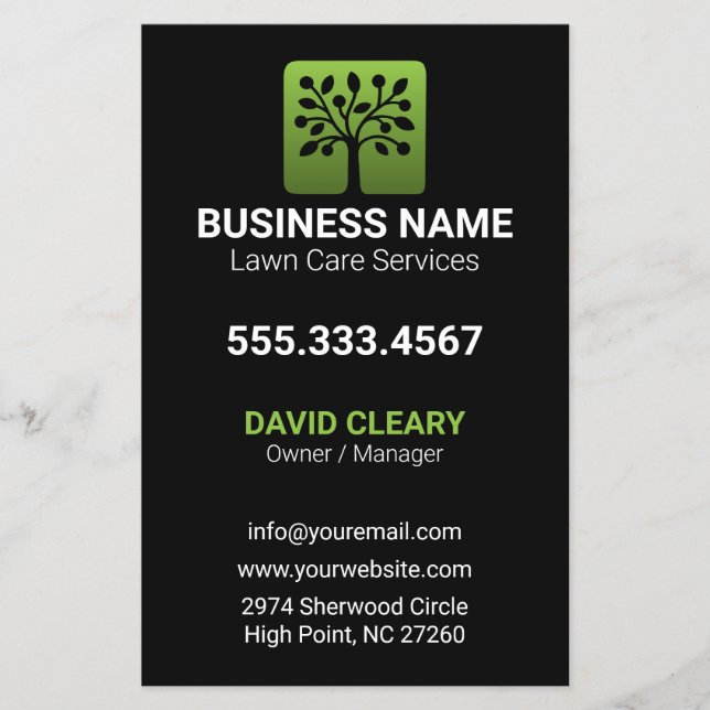 Flyer Cuidado com a árvore profissional de onda verde (Frente)