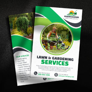 Flyer Cuidado com Gramado Cortando Grama Mulching Paisag